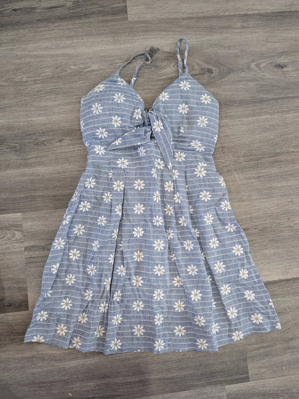 Purple Snow Blue Floral Tie-Front Mini Dress